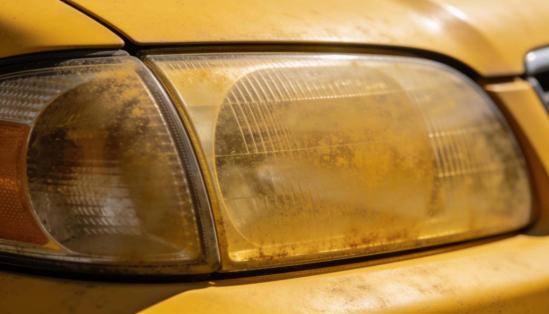 Faro de coche opaco antes del tratamiento en Al Detail Ferrol